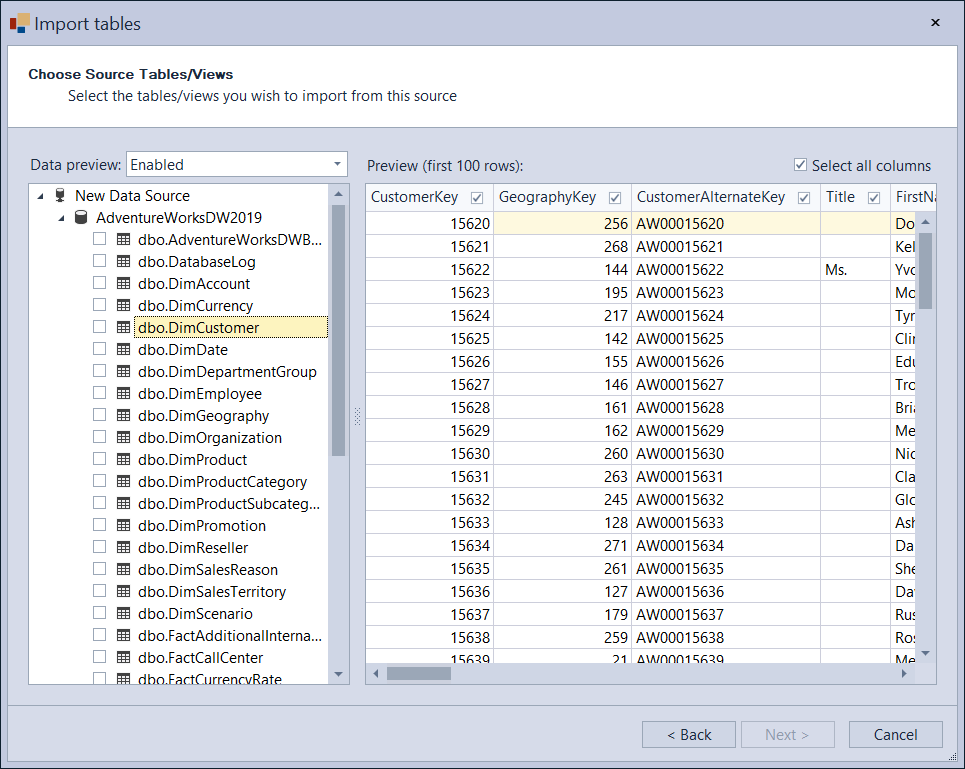 Choose Source Objects