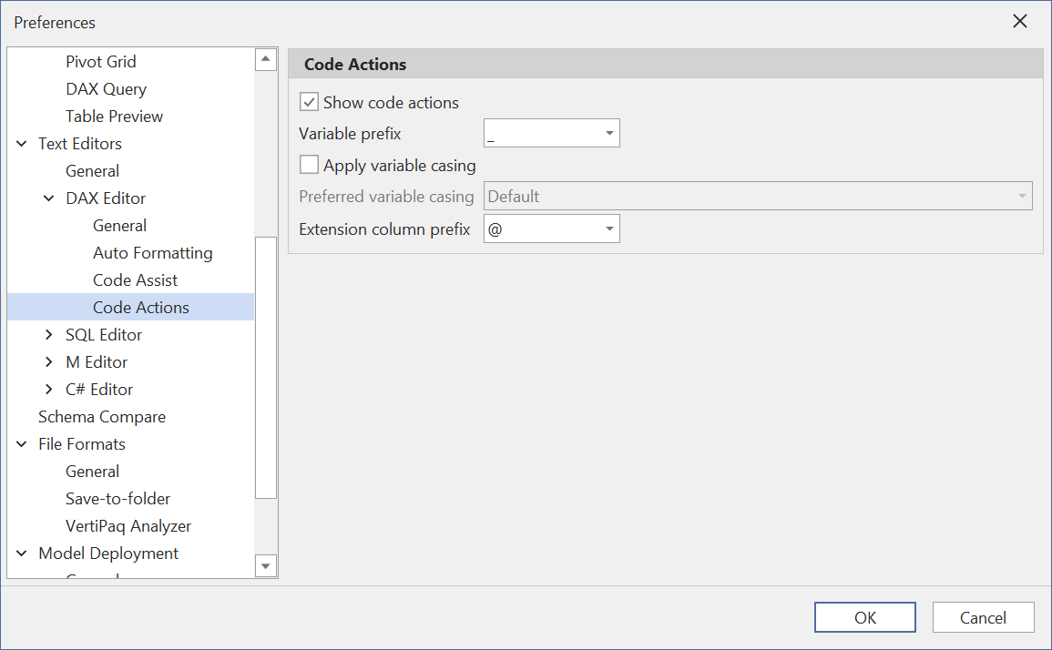 Code Actions Preferences