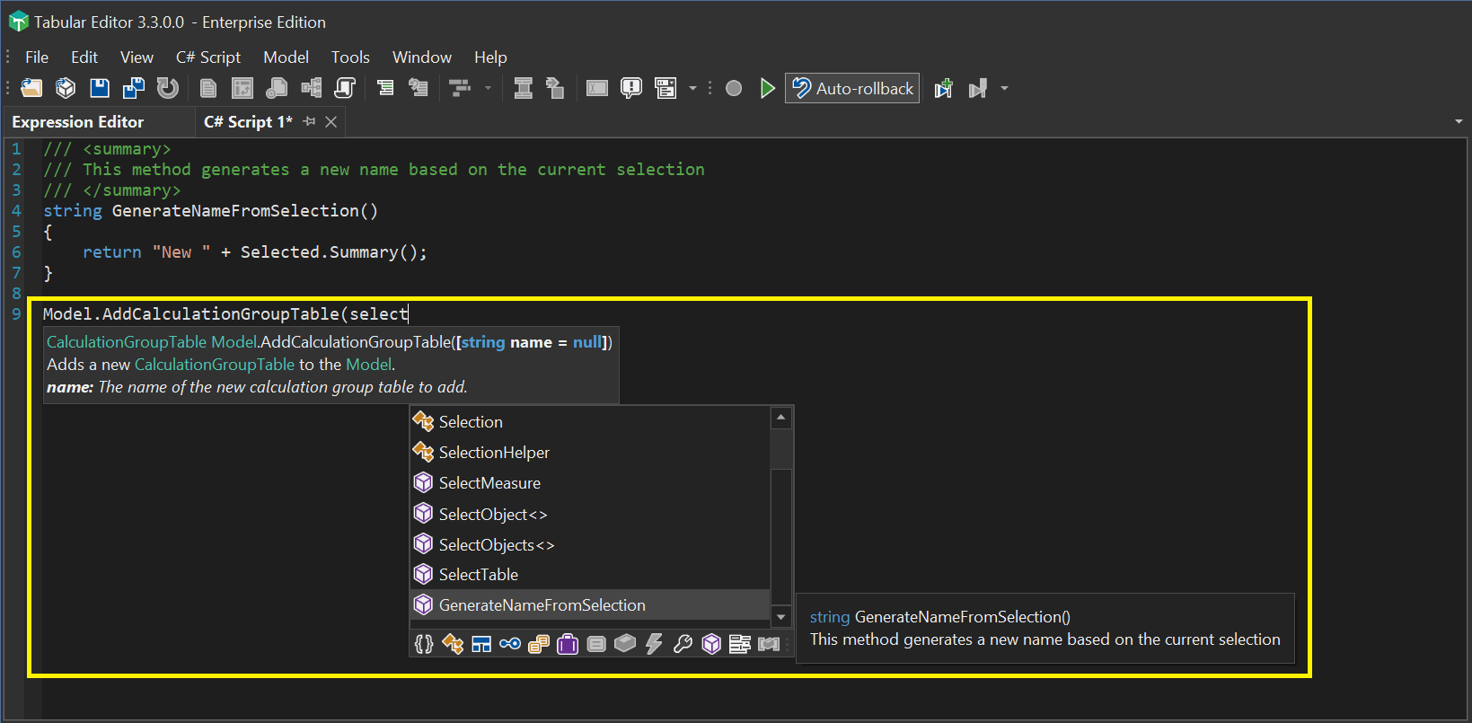 Csharp Intellisense