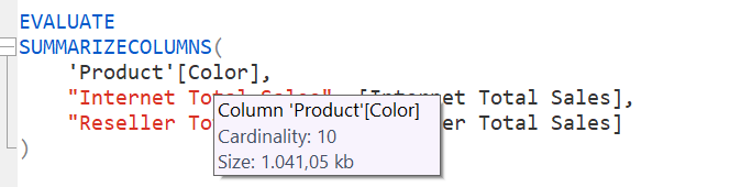 Vertipaq Analyzer Stats in a DAX expression